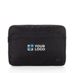 Funda de RPET con forro y bolsillo frontal Swiss Peak PC 15,6” color negro vista de impresión