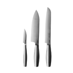 Set de cuchillos de cocina de acero inoxidable gama alta Boska color plateado brillante vista de impresión