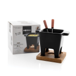 Fondue de cerámica de gama alta con garantía de por vida Boska color negro vista con caja