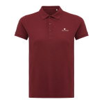Polo piqué de algodón reciclado mujer casual fit 220 g/m2 Iqoniq color burdeos vista con logo
