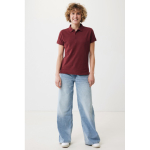 Polo piqué de algodón reciclado mujer casual fit 220 g/m2 Iqoniq color burdeos vista con modelo