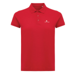 Polo piqué de algodón reciclado mujer casual fit 220 g/m2 Iqoniq color rojo vista con logo