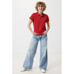 Polo piqué de algodón reciclado mujer casual fit 220 g/m2 Iqoniq color rojo vista con modelo