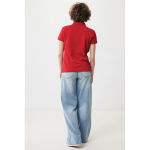 Polo piqué de algodón reciclado mujer casual fit 220 g/m2 Iqoniq color rojo tercera vista con modelo