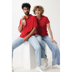 Polo piqué de algodón reciclado mujer casual fit 220 g/m2 Iqoniq color rojo