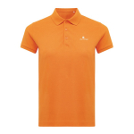 Polo piqué de algodón reciclado mujer casual fit 220 g/m2 Iqoniq color naranja vista con logo