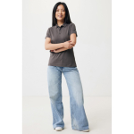 Polo piqué de algodón reciclado mujer casual fit 220 g/m2 Iqoniq color plateado mate vista con modelo
