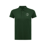 Polo piqué de algodón reciclado mujer casual fit 220 g/m2 Iqoniq color verde bosque vista con logo