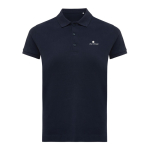 Polo piqué de algodón reciclado mujer casual fit 220 g/m2 Iqoniq color azul marino vista con logo