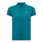 Polo piqué de algodón reciclado mujer casual fit 220 g/m2 Iqoniq color verde pastel vista con logo