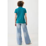 Polo piqué de algodón reciclado mujer casual fit 220 g/m2 Iqoniq color verde pastel segunda vista con modelo