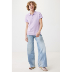 Polo piqué de algodón reciclado mujer casual fit 220 g/m2 Iqoniq color lila vista con modelo