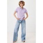 Polo piqué de algodón reciclado mujer casual fit 220 g/m2 Iqoniq color lila segunda vista con modelo