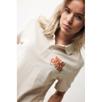 Polo piqué de algodón reciclado mujer casual fit 220 g/m2 Iqoniq color blanco roto segunda vista con logo