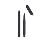Set de bolígrafos de aluminio reciclado con revestimento de goma color negro