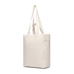 Bolsa personalizada con cremallera de lona reciclada de 400 g/m2 color blanco roto segunda vista