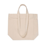 Bolsa personalizada con cremallera de lona reciclada de 400 g/m2 color blanco roto cuarta vista