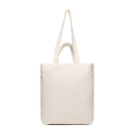 Bolsa personalizada con cremallera de lona reciclada de 400 g/m2 color blanco roto quinta vista