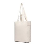 Bolsa personalizada con cremallera de lona reciclada de 400 g/m2 color blanco roto sexta vista