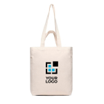 Bolsa personalizada con cremallera de lona reciclada de 400 g/m2 color blanco roto vista de impresión