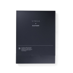 Portafolio eco con portabolígrafos y bolsillos A4 hojas a rayas color negro vista con caja