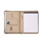 Portafolio eco con portabolígrafos y bolsillos A4 hojas a rayas color marfil segunda vista