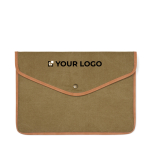 Funda para portátil de lona reciclada con bordes de color 14” color verde vista de impresión