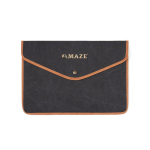 Funda para portátil de lona reciclada con bordes de color 16” color negro vista con logo