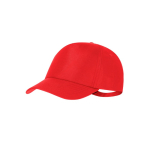 Gorra de poliéster RPET ajustable con hebilla metálica UV50 color rojo primera vista