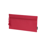 Estuche rectangular de RPET con cremallera frontal a juego color rojo primera vista