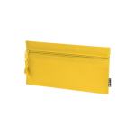 Estuche rectangular de RPET con cremallera frontal a juego color amarillo primera vista