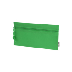 Estuche rectangular de RPET con cremallera frontal a juego color verde primera vista