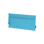 Estuche rectangular de RPET con cremallera frontal a juego color azul claro primera vista