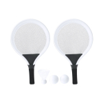 Set de 2 raquetas con 2 pelotas a juego y una pluma para aire libre color blanco primera vista