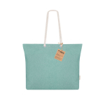 Bolsa de algodón reciclado y fuelle con asas de algodón 220 g/m2 color verde primera vista