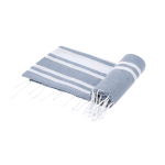 Fino pareo de algodón y poliéster de rayas y flecos blancos 150 g/m2 segunda vista