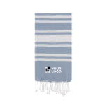 Fino pareo de algodón y poliéster de rayas y flecos blancos 150 g/m2 vista principal