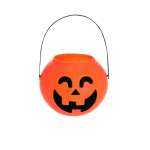 Cesta de halloween con diseño de calabaza y asa de agarre color naranja primera vista