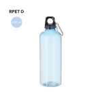Botella de RPET de cuerpo translucido con mosquetón en la tapa 630ml