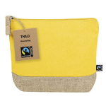 Neceser de algodón con certificación Fairtrade y base de yute color amarillo primera vista