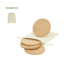 Set de 4 posavasos de bambú en bolsa de algodón con cierre