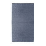Fino pareo de algodón reciclado y RPET con flecos blancos 180 g/m2 color azul marino primera vista