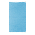 Fino pareo de algodón reciclado y RPET con flecos blancos 180 g/m2 color azul claro primera vista