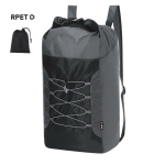 Mochila plegable de poliéster RPET con cordones elásticos al frente