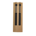 Set de bolígrafo tinta azul y lápiz infinito hechos de caña de trigo color negro primera vista