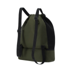 Mochila de cuerdas de PU con bolsillo en la base para zapatos color verde tecera vista