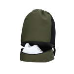 Mochila de cuerdas de PU con bolsillo en la base para zapatos color verde cuarta vista