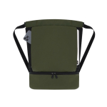 Mochila de cuerdas de PU con bolsillo en la base para zapatos color verde quinta vista