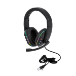 Auriculares de diadema retroiluminados con luz LED para gamers color negro quinta vista