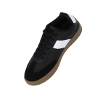 Zapatilla de piel suave y cordones a juego con suela de goma color negro cuarta vista